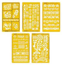 Kit com 5 Moldes de Desenho Floral Multi-Padrão para Scrapbook, Design e Artesanato DIY - Traceease Kit com 5 Moldes de Desenho Floral Multi-Padrão para Scrapbook, Design e Artesanato DIY - Traceease