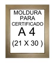 Kit com 5 molduras para certificado A4 21x30 ouro com vidro