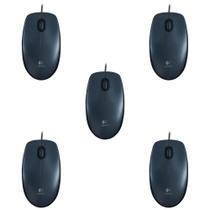 Kit com 5 Mouses Logitech M90 Óptico Com Fio USB Ambidestro 1000Dpi Plug and Play