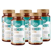 Kit com 5 Noherps Lisina 1000mg com 90 Comprimidos Unilife-sabor Laranja ,acerola e Roma Unilife