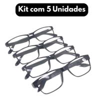 Kit com 5 Óculos de Grau para Leitura / Trabalho / Descanso Unissex - Cor Preto