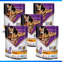 Kit Com 5 Pacotes de Areia Higiênica Mec Silica 1,2Kg