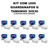 Kit com 5 pacotes de guardanapo baby tamanho g 30x30 Kit com 5 pacotes de guardanapo baby tamanho g 30x30