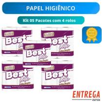 Kit com 5 pacotes de papel higiênico Best Lite folha dupla neutro