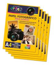 Kit Com 5 Pacotes Papel Foto Fotográfico High Glossy 180g A4 210x297mm (cada Pacote Contem 50 Unidades) Alta Qualidade Kit Com 5 Pacotes Papel Foto Fotográfico High Glossy 180g A4 210x297mm (cada Pacote Contem 50 Unidades) Alta Qualidade