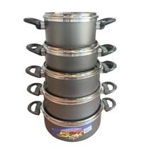 Kit com 5 Panelas Caçarolas Antiaderentes com Tampa de Vidro Grenada