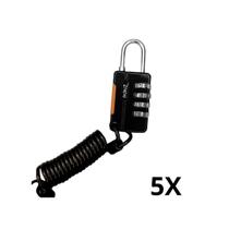 Kit com 5 papaiz cadeado segredo cs25 preto com cabo