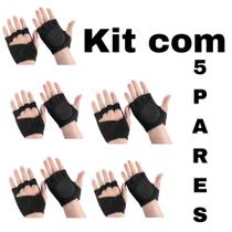Kit Com 5 Pares Luva Para Musculação Academia Ginástica Levantamento de Peso Ciclismo Atacado Revend