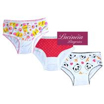 KIT com 5 peças - Calcinha Infantil Menina Tecido 100% algodão, com forro, estampas variadas, tanga muito delicada.