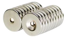 Kit com 5 Peças Ímã de Neodímio 20x3mm N35 Disco com Furo