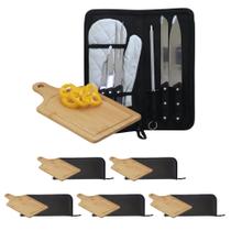 Kit com 5 Peças - Kit Para Churrasco Completo com Tábua e Luva