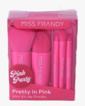 Kit Com 5 Pinceis + Estojo Linha Pink Party - Miss Frandy Kit Com 5 Pinceis + Estojo Linha Pink Party - Miss Frandy