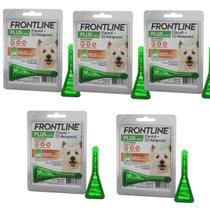 Kit com 5 Pipeta Antipulga e Carrapato Frontline Plus Cães 1,00 a 10kg- 0,67ml