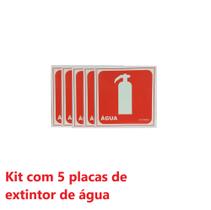 Kit com 5 placas de sinalização extintor de água 15 X 15 cm