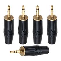 Kit com 5 Plug Conector P2 Macho Estéreo Cirilo Cabos 6mm Preto Kit com 5 Plug Conector P2 Macho Estéreo Cirilo Cabos 6mm Preto