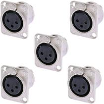 Kit Com 5 Plug Conector Xlr Painel Fêmea Santo Angelo Sa2x