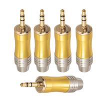 Kit com 5 Plug Estéreo P2 - Metal Dourado