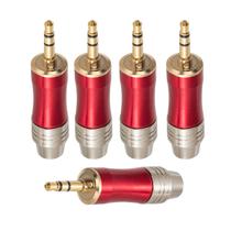 Kit com 5 Plug Estéreo P2 - Metal Vermelho