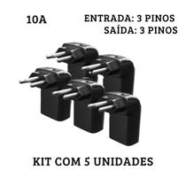 Kit com 5 Pocket Fit 3 Pinos 10a - Protetor Dps Raios Surtos iClamper - Preto