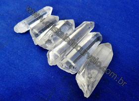 Kit com 5 Pontas de Cristal Lemuriano Furadas Lateralmente para Colares e Artesanato