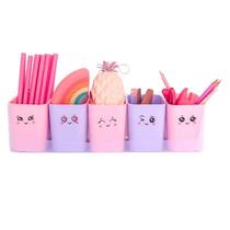 Kit com 5 Porta Objetos Doçura Rosa e Roxo - Dello Kit com 5 Porta Objetos Doçura Rosa e Roxo - Dello