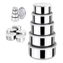 Kit Com 5 Potes De Inox Tigelas C Tampa Hermética Armazename Kit Com 5 Potes De Inox Tigelas C Tampa Hermética Armazename