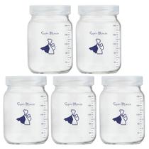 Kit com 5 Potes de Vidro para Armazenar Leite Materno 200ml Com Graduação Kit com 5 Potes de Vidro para Armazenar Leite Materno 200ml Com Graduação