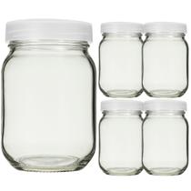 Kit com 5 Potes de Vidro para Armazenar Leite Materno 200ml