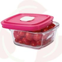 Kit com 5 Potes de Vidro Quadrado c/ Tampa 300ML Marinex Kit com 5 Potes de Vidro Quadrado c/ Tampa 300ML Marinex