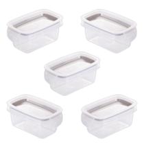Kit com 5 Potes Herméticos com Travas 175ml Plasútil Cinza Moderno Modular Cozinha Praticidade Kit com 5 Potes Herméticos com Travas 175ml Plasútil Cinza Moderno Modular Cozinha Praticidade