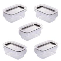Kit com 5 Potes Herméticos com Travas 175ml Plasútil Preto Modular Resistente Transparente Cozinha