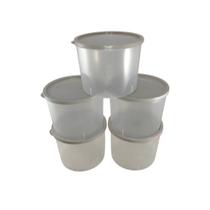 Kit com 5 Potes Plásticos Fume Cinza 1 Litro com Tampa Cinza Kit com 5 Potes Plásticos Fume Cinza 1 Litro com Tampa Cinza