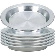 Kit com 5 pratos de merenda escolar em alumínio reforçado polido - Alumínios Oriental