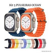 Kit com 5 Pulseiras Ocean para Smartwatch Tamanho 38-40