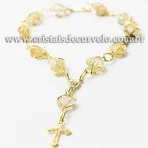 Kit com 5 Pulseiras Terço de Citrino Rolado em Gaiola Dourada - Acessório Atacado Kit com 5 Pulseiras Terço de Citrino Rolado em Gaiola Dourada - Acessório Atacado