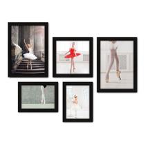 Kit Com 5 Quadros Decorativos - Ballet - Bailarinas - Balé - 200kq01p