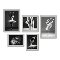 Kit Com 5 Quadros Decorativos - Ballet - Balé - Bailarinas - 242kq01b