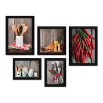 Kit Com 5 Quadros Decorativos - Cozinha - Utensílios de Cozinha - 220kq01p