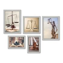 Kit Com 5 Quadros Decorativos - Direito - Profissões - Advocacia - Advogado - 180kq01b