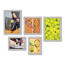 Kit Com 5 Quadros Decorativos - Esportes - Tênis - 246kq01b - Allodi