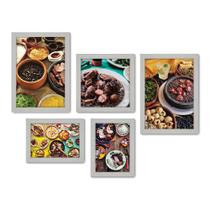 Kit Com 5 Quadros Decorativos - Feijoada - Comida Brasileira - Restaurante - Cozinha - 202kq01 b