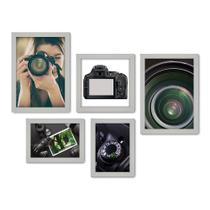 Kit Com 5 Quadros Decorativos - Fotografia - Máquina Fotográfica - 183kq01b