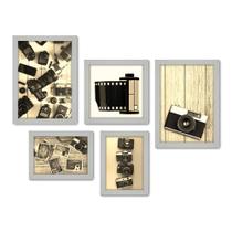 Kit Com 5 Quadros Decorativos - Fotografia - Máquina Fotográfica - Vintage - 181kq01b