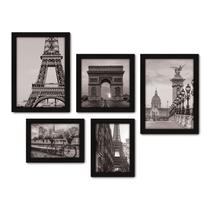 Kit Com 5 Quadros Decorativos - França Paris Mundo Torre - 145kq01p