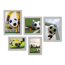 Kit Com 5 Quadros Decorativos - Futebol - Goleiro - Juvenil - Sala - Quarto - 160kq01b