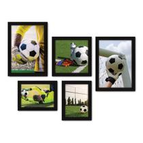 Kit Com 5 Quadros Decorativos - Futebol - Goleiro - Juvenil - Sala - Quarto - 160kq01p - Allodi