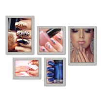 Kit Com 5 Quadros Decorativos - Manicure - Salão de Beleza - Unhas - 214kq01b