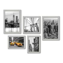 Kit Com 5 Quadros Decorativos - New York Viagem - 023kq01b Kit Com 5 Quadros Decorativos - New York Viagem - 023kq01b