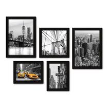 Kit Com 5 Quadros Decorativos - New York Viagem - 023kq01p