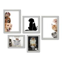 Kit Com 5 Quadros Decorativos - Pet Shop - Cachorro - Gato - Animais - Veterinário - 229kq01b